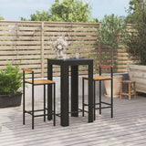 vidaXL 3-Piece Garden Bar Set Poly Rattan and Solid Acacia Wood Black