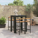 vidaXL 3-Piece Garden Bar Set Poly Rattan and Solid Acacia Wood Black