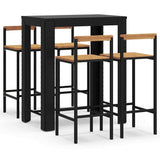 vidaXL 3-Piece Garden Bar Set Poly Rattan and Solid Acacia Wood Black