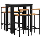 vidaXL 3-Piece Garden Bar Set Poly Rattan and Solid Acacia Wood Black