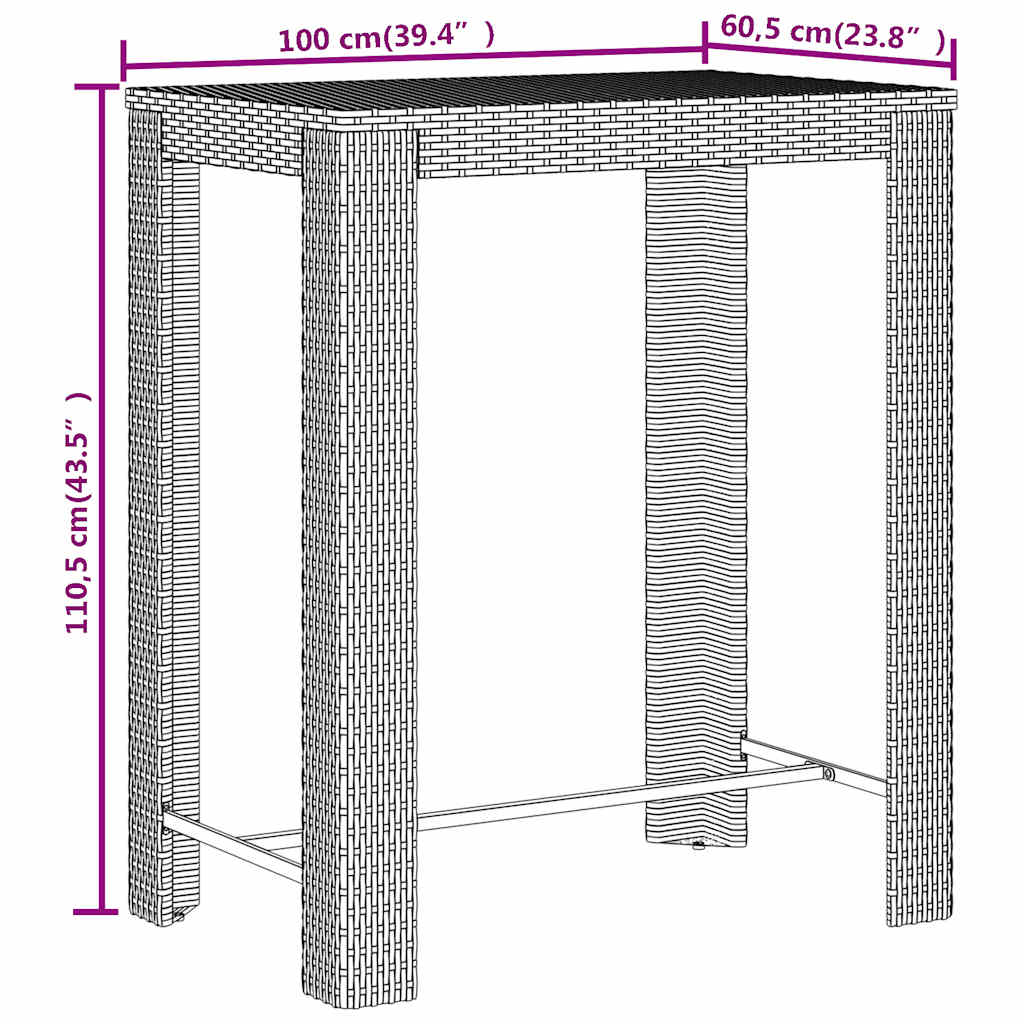 vidaXL 3-Piece Garden Bar Set Poly Rattan and Solid Acacia Wood Black