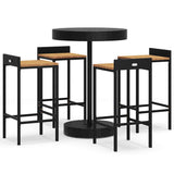 vidaXL 3-piece Garden Bar Set poly rattan and solid acacia wood black
