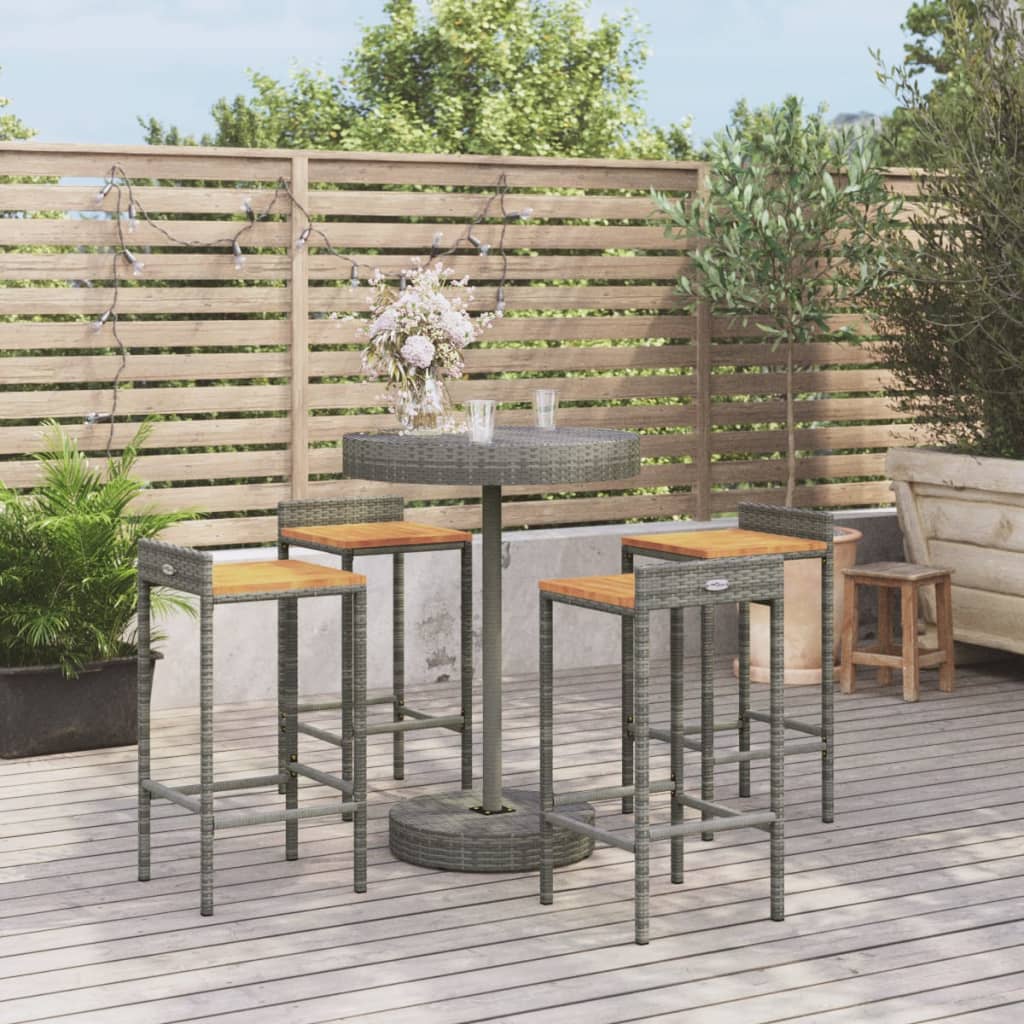vidaXL 3-piece Garden Bar Set poly rattan and solid acacia wood black