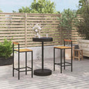 vidaXL 3-Piece Garden Bar Set Poly Rattan and Solid Acacia Wood Black