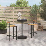vidaXL 3-Piece Garden Bar Set Poly Rattan and Solid Acacia Wood Black