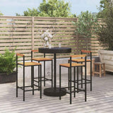 vidaXL 3-Piece Garden Bar Set Poly Rattan and Solid Acacia Wood Black