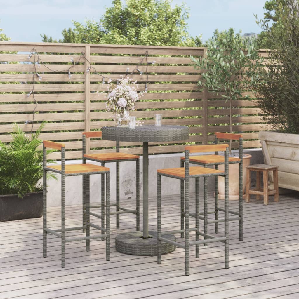 vidaXL 3-Piece Garden Bar Set Poly Rattan and Solid Acacia Wood Black
