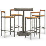 vidaXL 3-Piece Garden Bar Set Poly Rattan and Solid Acacia Wood Black