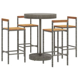 vidaXL 3-Piece Garden Bar Set Poly Rattan and Solid Acacia Wood Black
