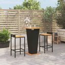 vidaXL 3-Piece Garden Bar Set Poly Rattan and Solid Acacia Wood Black