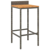 vidaXL 3-Piece Garden Bar Set Poly Rattan and Solid Acacia Wood Black
