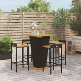 vidaXL 3-Piece Garden Bar Set Poly Rattan and Solid Acacia Wood Black