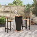 vidaXL 3-Piece Garden Bar Set Poly Rattan and Solid Acacia Wood Black