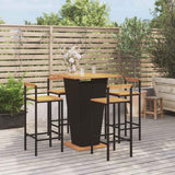 vidaXL 3-Piece Garden Bar Set Poly Rattan and Solid Acacia Wood Black