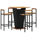 vidaXL 3-Piece Garden Bar Set Poly Rattan and Solid Acacia Wood Black