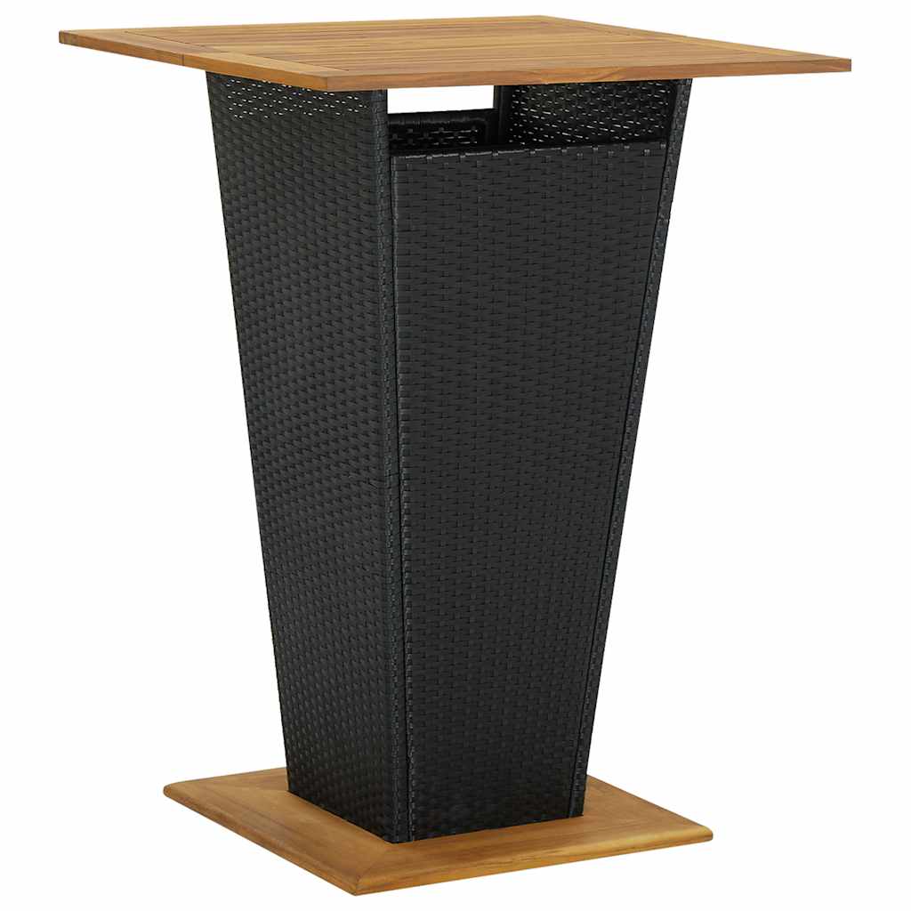 vidaXL 3-Piece Garden Bar Set Poly Rattan and Solid Acacia Wood Black
