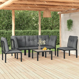 vidaXL 5-delige Loungeset poly rotin noir et gris