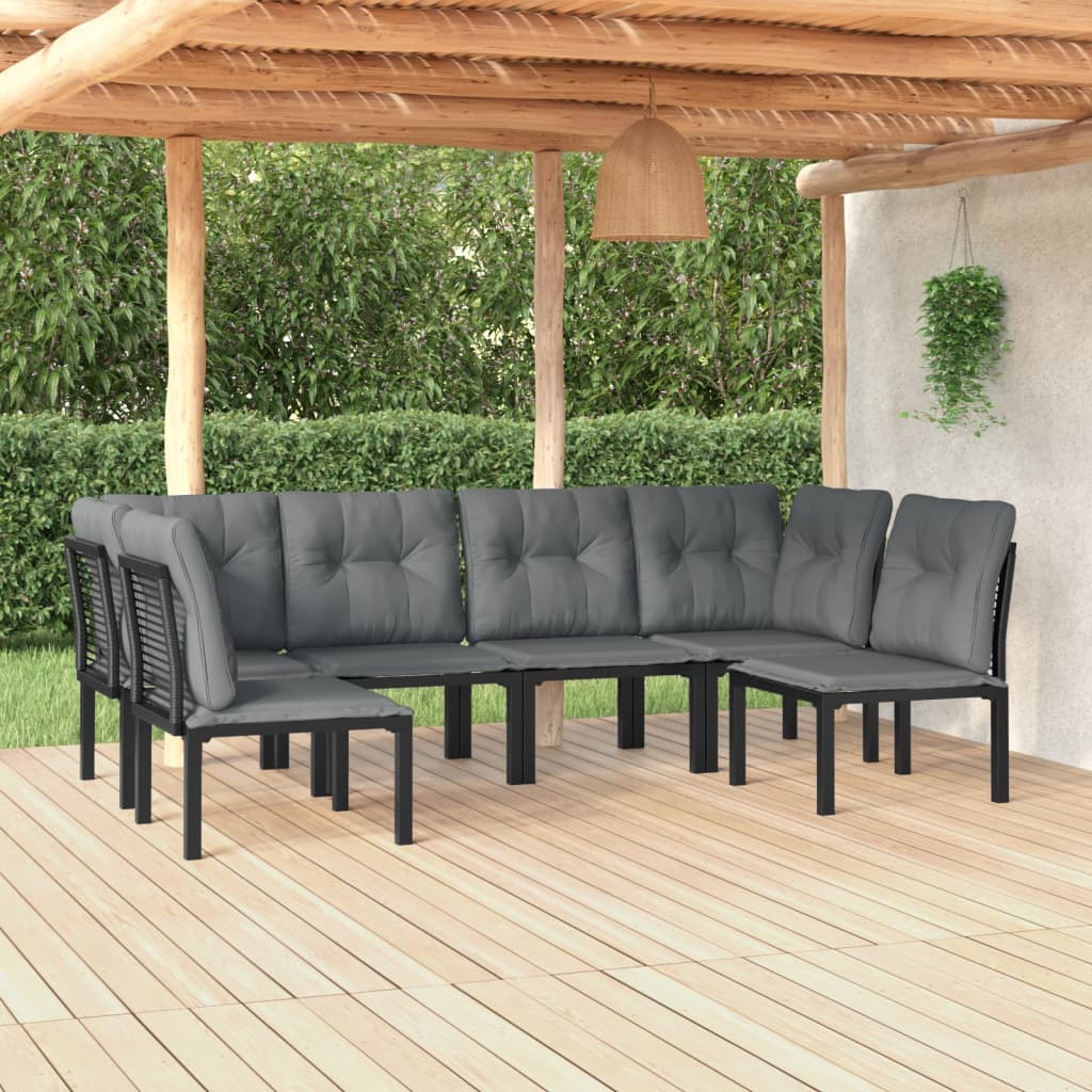 vidaXL 5-delige Loungeset poly rotin noir et gris