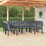 vidaXL 5-delige Loungeset poly rotin noir et gris