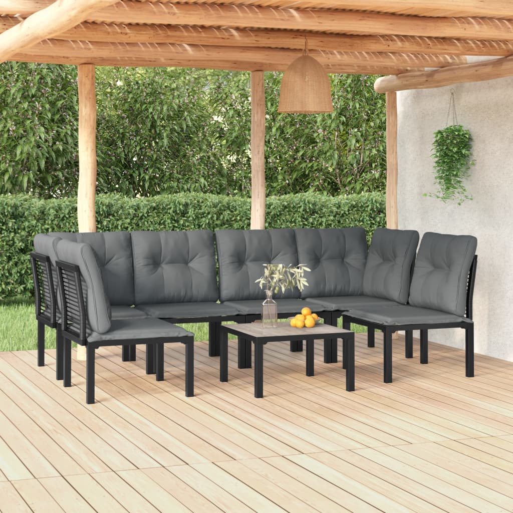 vidaXL 5-delige Loungeset poly rotin noir et gris