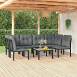 vidaXL 5-delige Loungeset poly rotin noir et gris