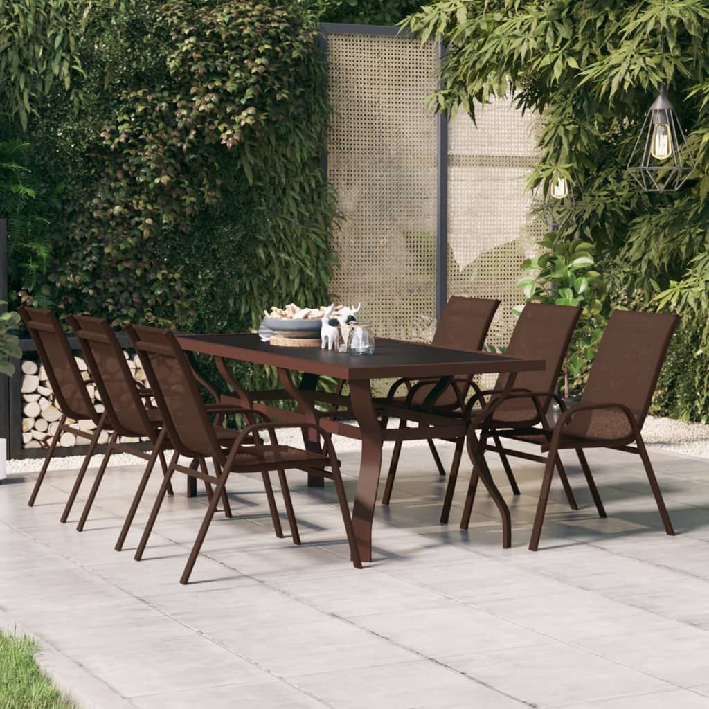 vidaXL Tuintafel 140x70x70 cm staal en glas zwart