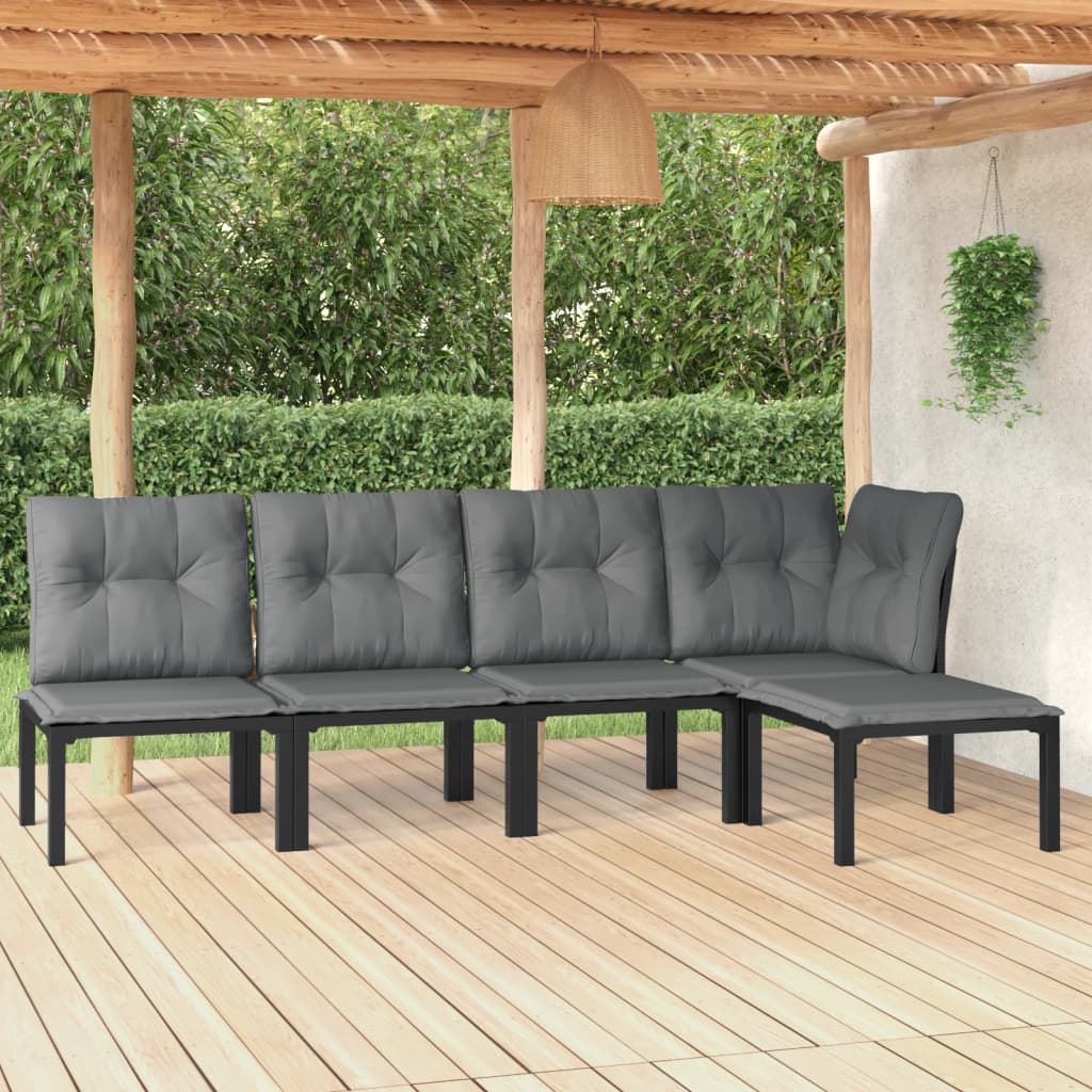 vidaXL Ensemble de salon 3 pièces avec coussins en poly rotin noir et gris