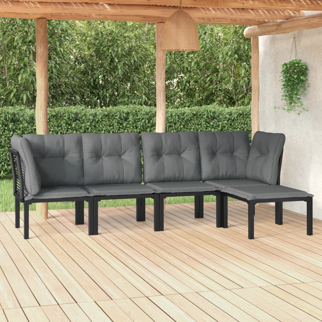 vidaXL 4-delige Loungeset poly rattan zwart en grijs