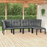 vidaXL 4-delige Loungeset poly rattan zwart en grijs