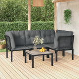 vidaXL 4-delige Loungeset poly rattan zwart en grijs