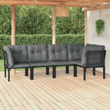 vidaXL 4-delige Loungeset poly rattan zwart en grijs