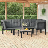 vidaXL 4-delige Loungeset poly rattan zwart en grijs
