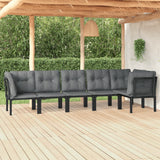 vidaXL 4-delige Loungeset poly rattan zwart en grijs