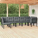 vidaXL 6-delige Loungeset poly rattan zwart en grijs