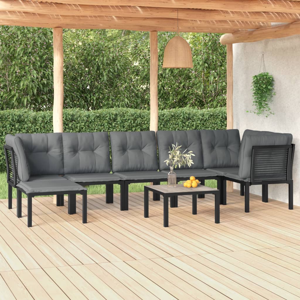 vidaXL 6-delige Loungeset poly rattan zwart en grijs