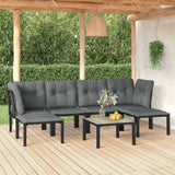 vidaXL 6-Piece Lounge Set Poly Rattan Black and Grey