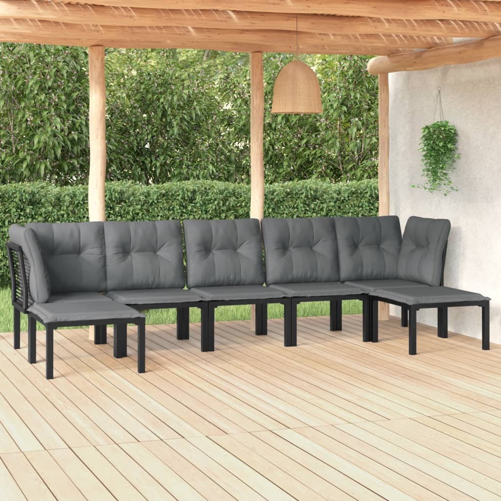 vidaXL 6-Piece Lounge Set Poly Rattan Black and Grey