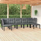 vidaXL 6-Piece Lounge Set Poly Rattan Black and Grey