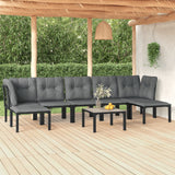 vidaXL 6-Piece Lounge Set Poly Rattan Black and Grey