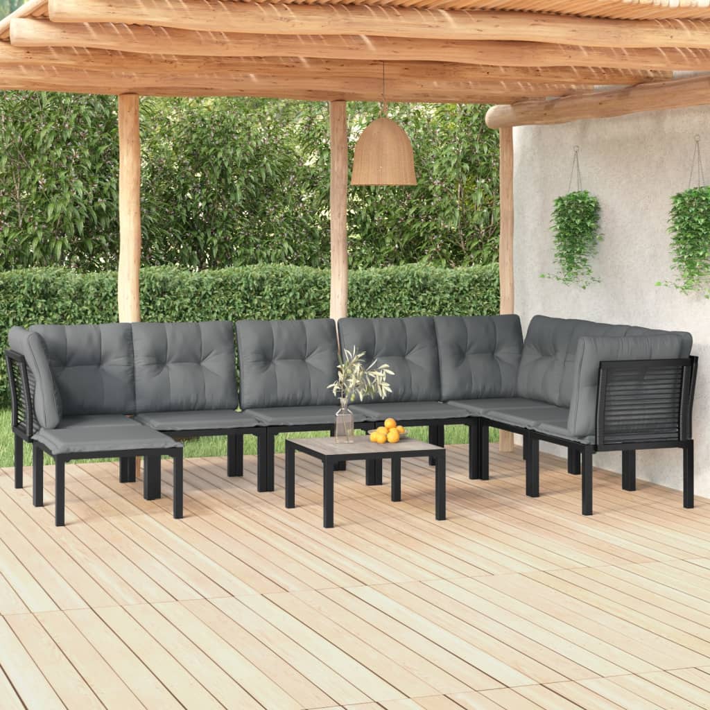 vidaXL 8-delige Loungeset poly rattan zwart en grijs