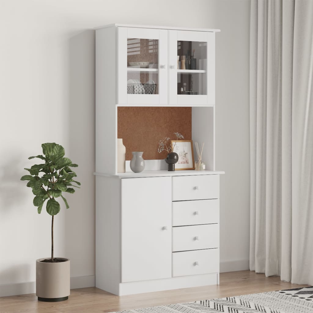 vidaXL Hoge kast ALTA 77x35x165 cm massief grenenhout wit