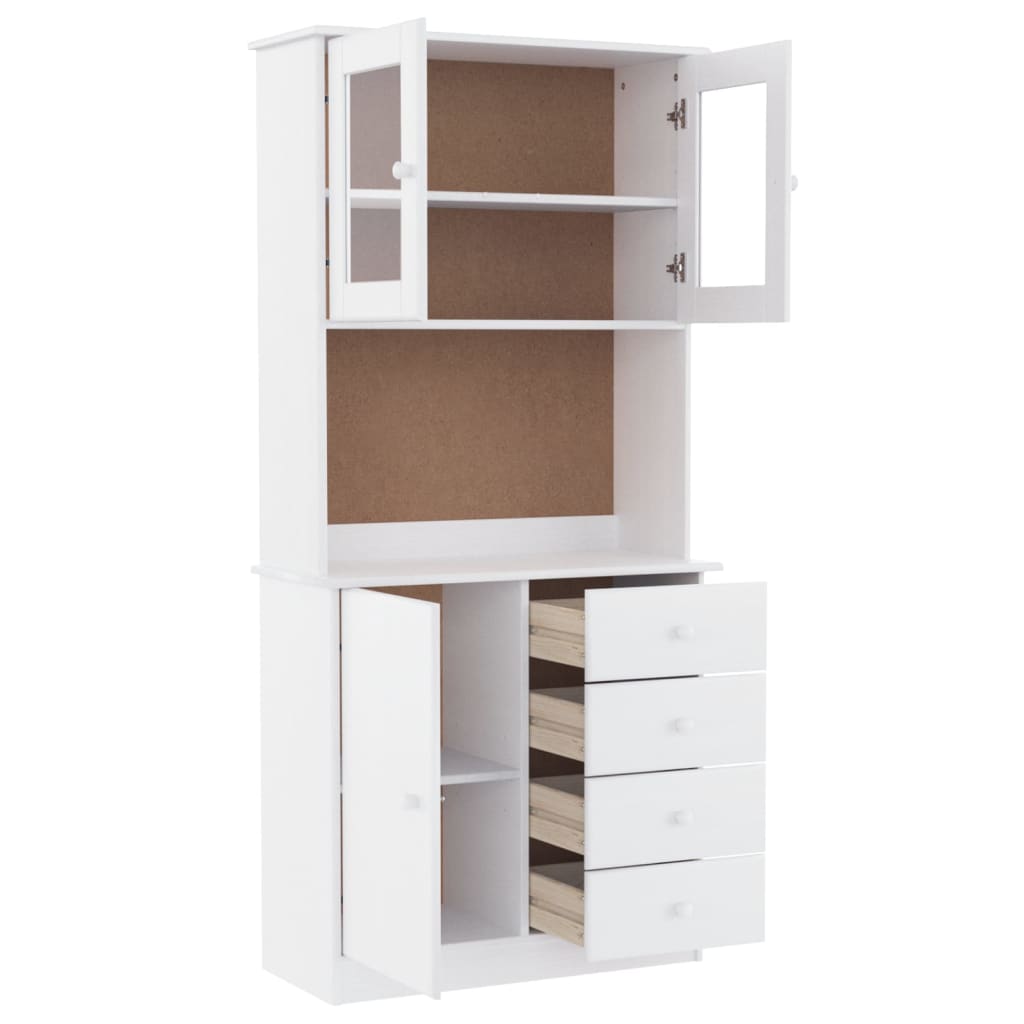 vidaXL Hoge kast ALTA 77x35x165 cm massief grenenhout wit