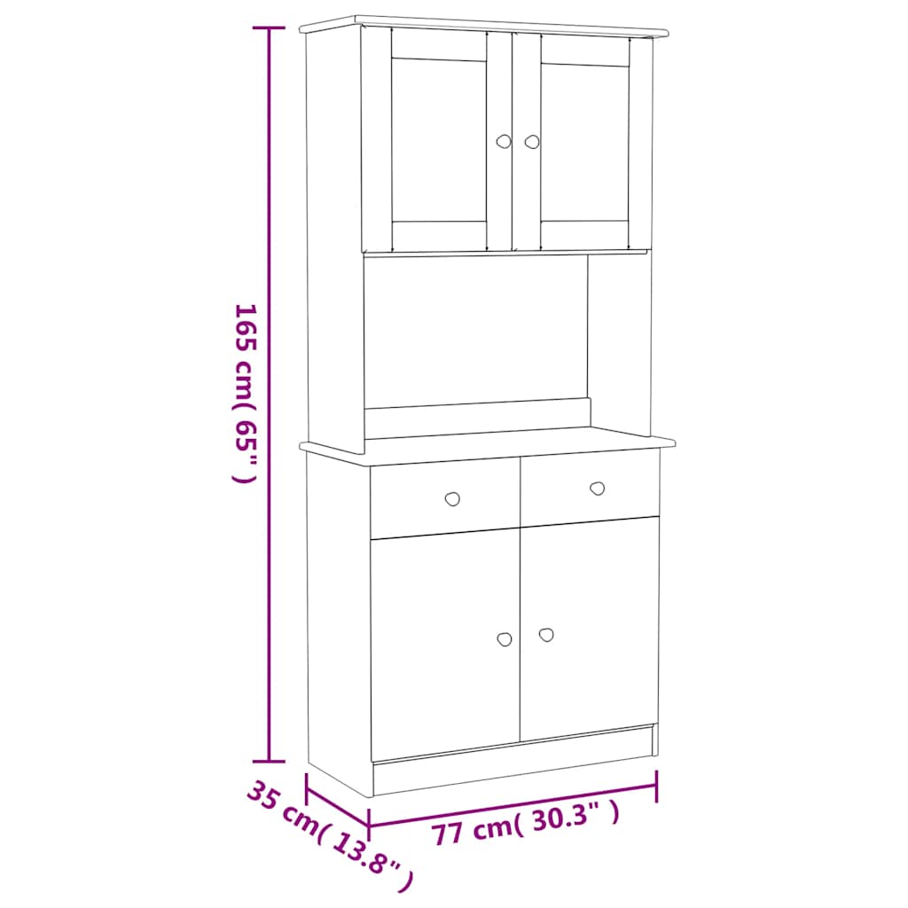 vidaXL Hoge kast ALTA 77x35x165 cm massief grenenhout