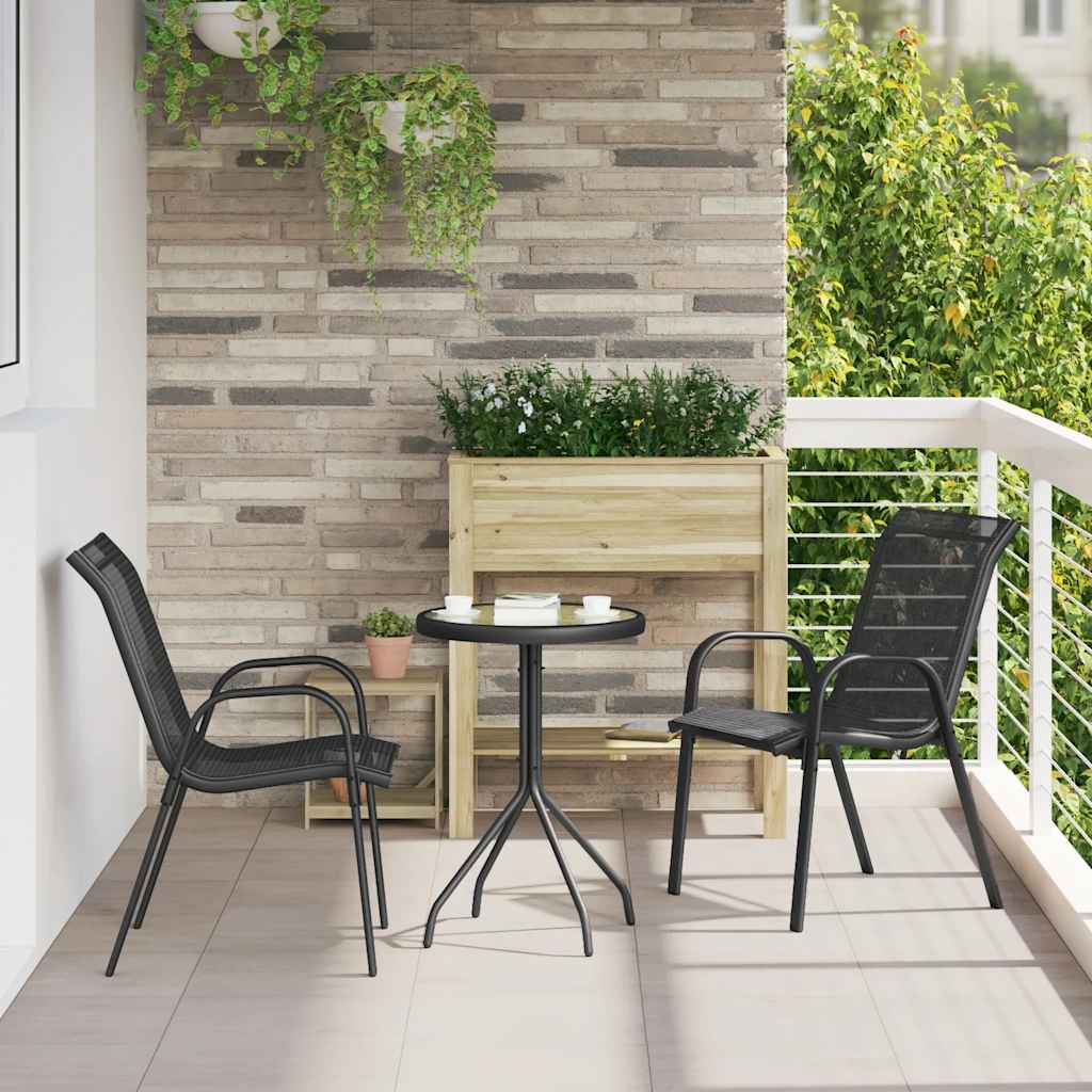 vidaXL Tuinstoelen stapelbaar 2 st textileen stof zwart