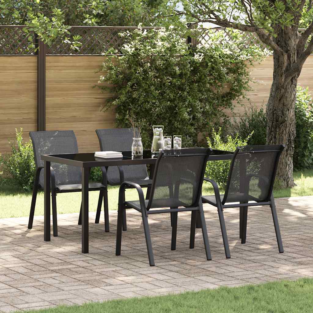 vidaXL Tuinstoelen stapelbaar 2 st textileen stof zwart