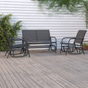 vidaXL 3-delige Loungeset schommel aluminium textileen zwart