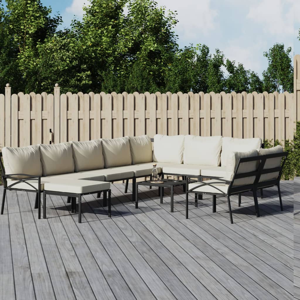 vidaXL 6-delige Loungeset met kussens staal grijs