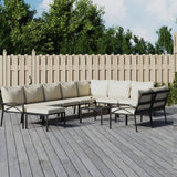 vidaXL 6-delige Loungeset met kussens staal grijs