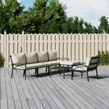 vidaXL 6-delige Loungeset met kussens staal grijs