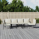 vidaXL 6-delige Loungeset met kussens staal grijs